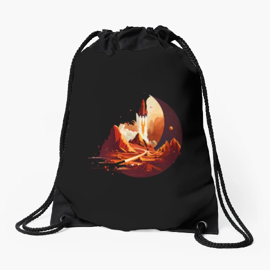 Vintage Space Science Mars Fiction Geek Solar Drawstring Bags