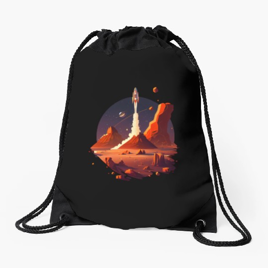 Vintage Space Science Mars Fiction Geek Solar Drawstring Bags