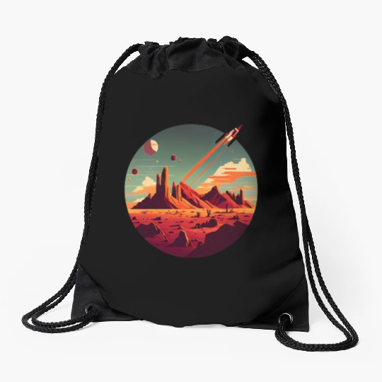 Vintage Space Science Mars Fiction Geek Solar Drawstring Bags