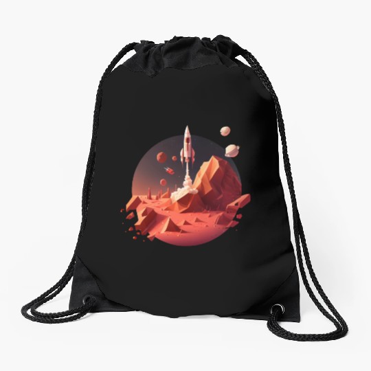 Vintage Space Science Mars Fiction Geek Solar Drawstring Bags