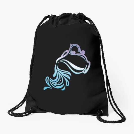 Aquarius Zodiac Air Sign Water Bearer Logo Drawstring Bags