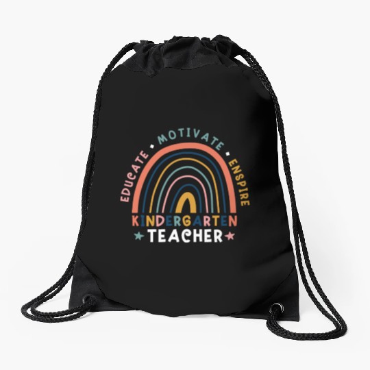 Educate Motivate Inspire Kindergarten Teacher Drawstring Bags