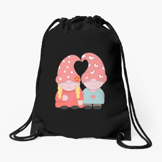 kawaii little gnomes filled with love Drawstring Bags