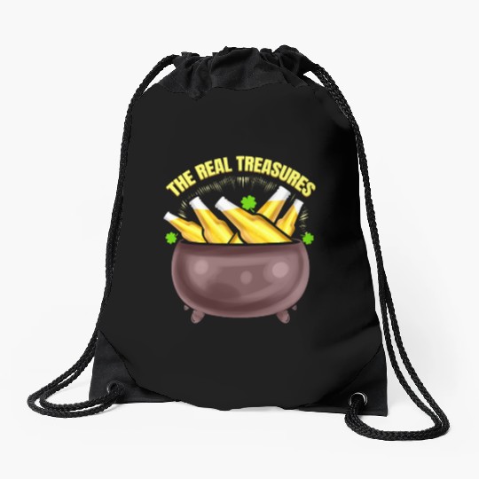 Beer Is The Real Treasure Pot Of Gold On St Drawstring Bags