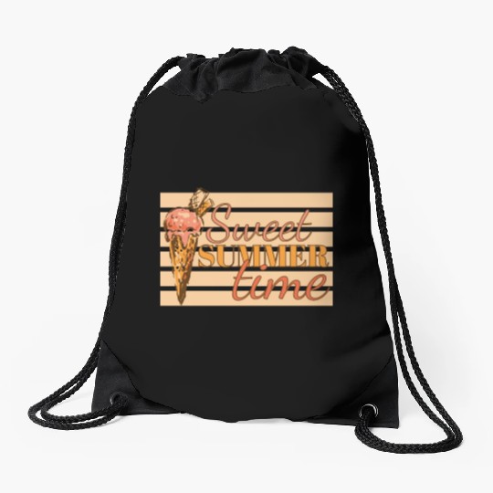 Sweet Summer Time Ice Cream Vacation Retro Vintage Drawstring Bags