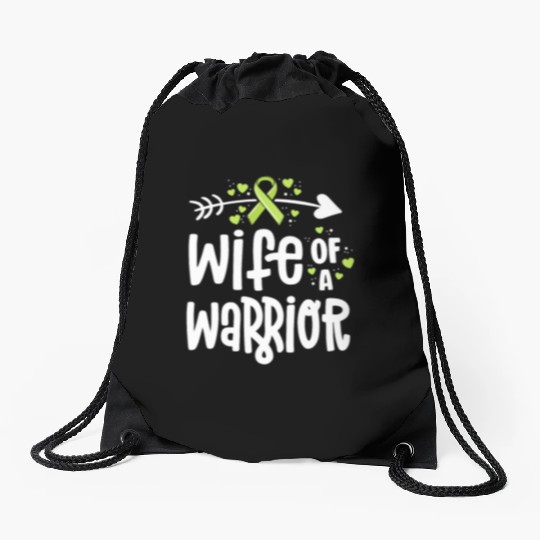 Wife Of A Warrior Lymphoma Cancer Awareness Drawstring Bags
