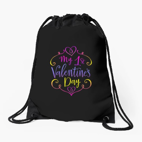 Valentines Sublimation My 1st Valentines Day171 Drawstring Bags