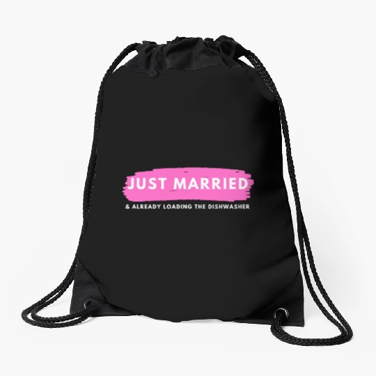 Just Married Drawstring Bags