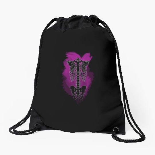 Neon Skeleton Rib Cage Drawstring Bags
