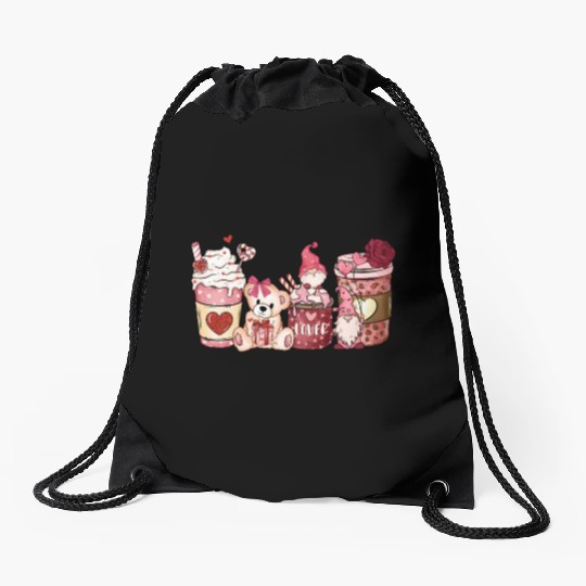 Coffee Is My Valentine Women Coffee Valentines day Drawstring Bags