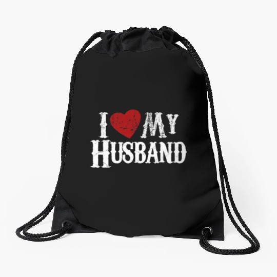 I love my husband Drawstring Bags