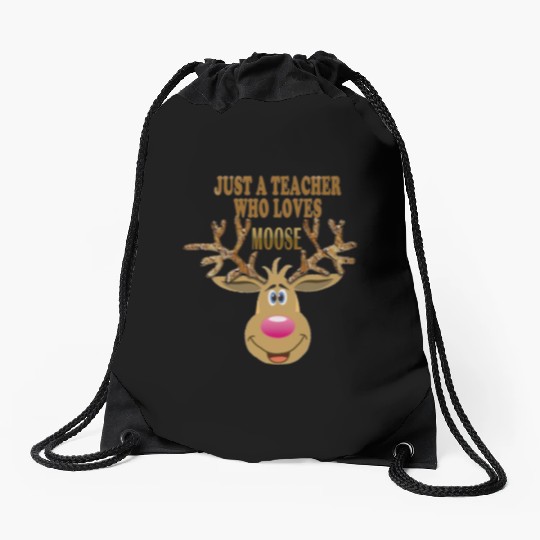 just a teacher who loves moose Drawstring Bags