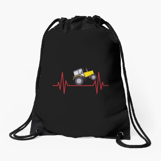 Beat Heart Pulse Tractor Truck Ranch Farm Farmer Drawstring Bags