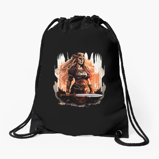 Shield-maiden or Shieldmaiden Amazon Drawstring Bags