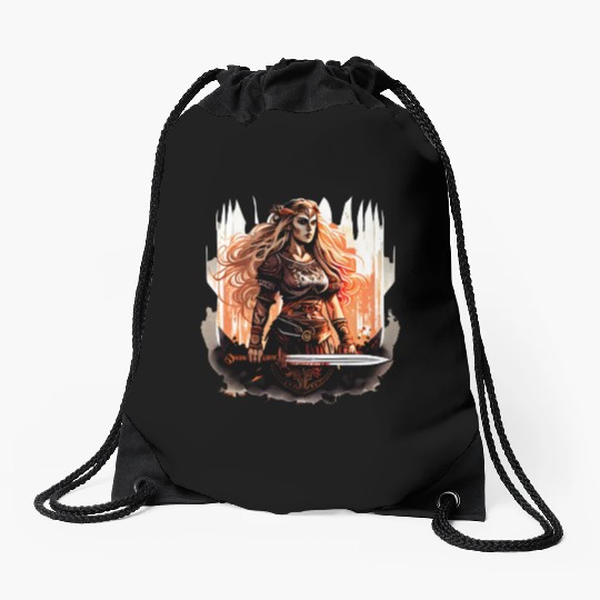 Shield-maiden or Shieldmaiden Amazon Drawstring Bags
