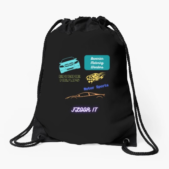 Car racing team design Drawstring Bags