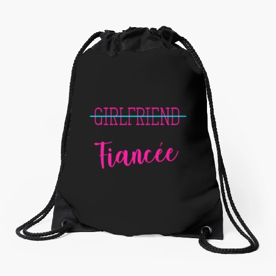 Girlfriend Fiancee Couple Engagement Engaged Drawstring Bags