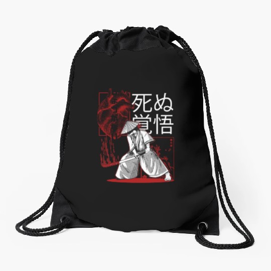 Dark Art Samurai Warrior Japanese Aesthetic Gothic Drawstring Bags