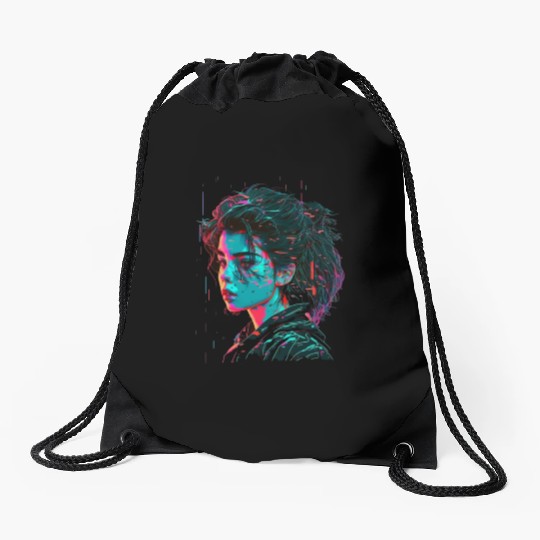 Vaperwave Aesthetic Glitch Anime Retrowave Synthwa Drawstring Bags