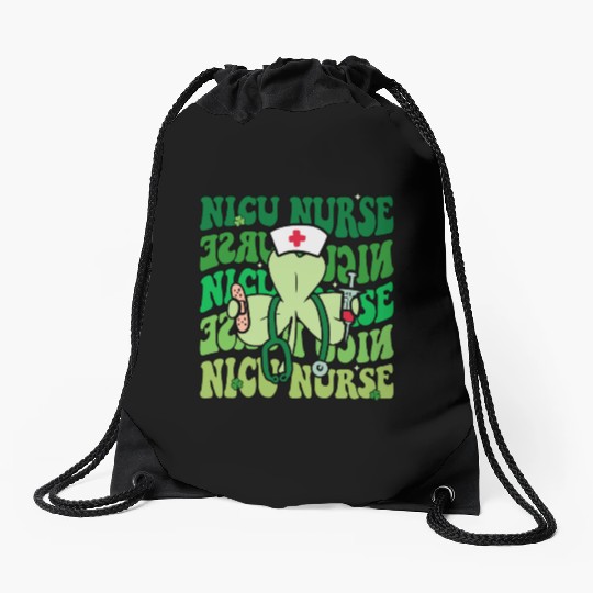 Groovy NICU Nurse Funny St Patrick's Day Drawstring Bags