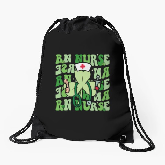 Groovy Registered Nurse Funny Shamrock Drawstring Bags
