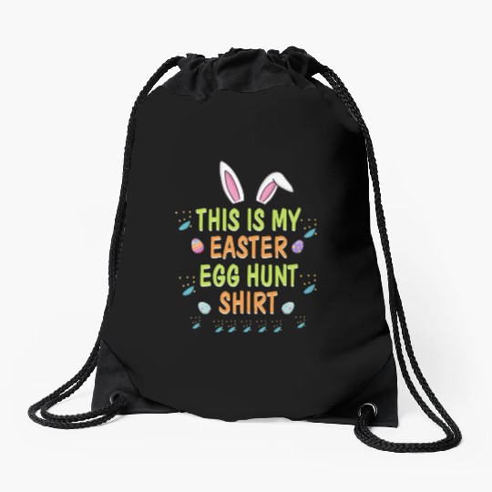 This Is My Easter Egg Hunt Funny Rabbit Face Squad Drawstring Bags