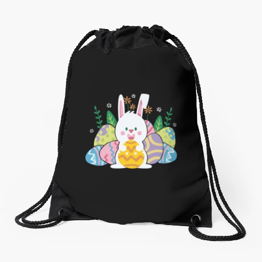 Cute Easter Bunny Egg Hunt Drawstring Bags