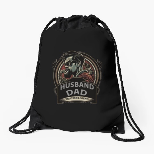 Husband Dad Trucker Legend Funny Truck Driver Truc Drawstring Bags