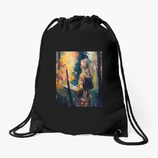Art Painter Girl Nature Painting Art Painter Drawstring Bags