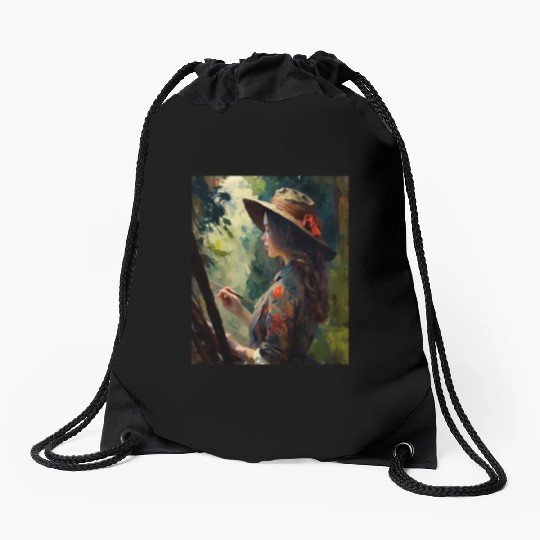Art Painter Girl Nature Painting Art Painter Drawstring Bags
