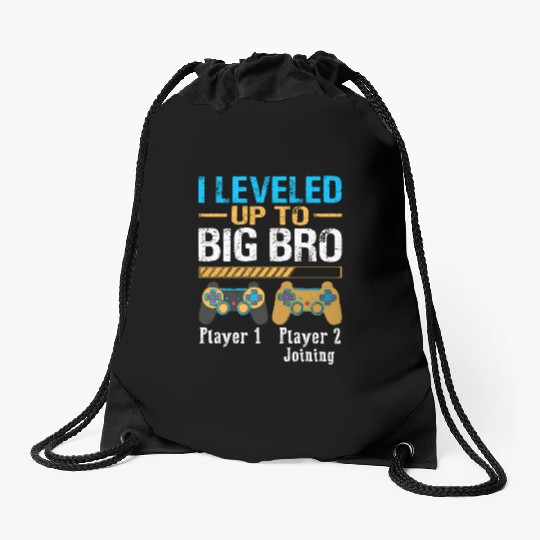 I leveled Up To Big Bro Gamer New Brother Drawstring Bags