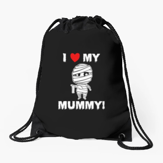 Kids Cute I Love My Mummy Funny Halloween graphic Drawstring Bags