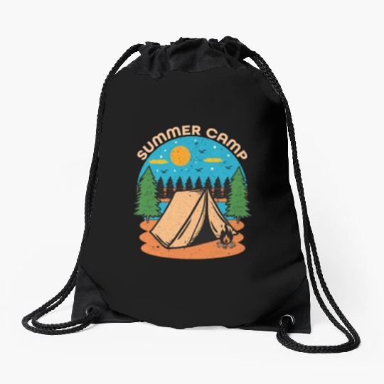 Happy Summer Camp Camping Lover FunnyT-Drawstring Bags
