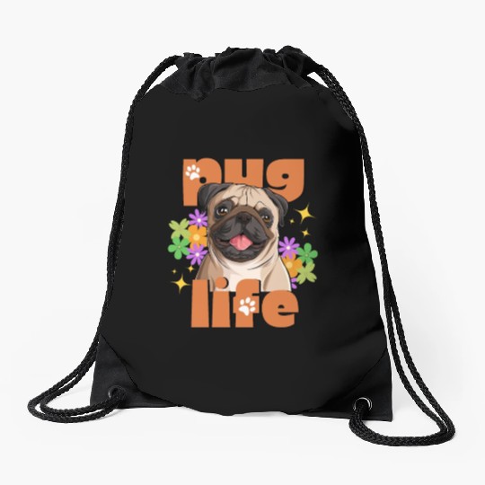 Pug Life Pug Lovers Drawstring Bags