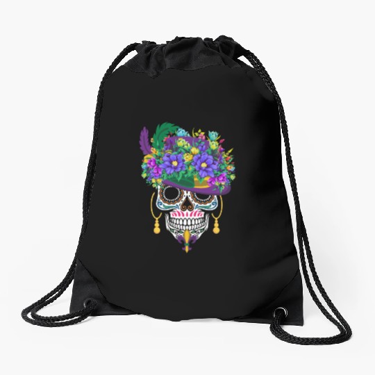Mardi Gras Costume Dia De Los Muertos Flower Sugar Drawstring Bags