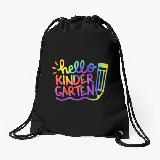 Hello Kindergarten Teacher Tie Dye Welcome Back To Drawstring Bags