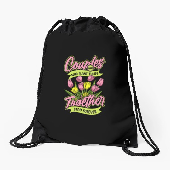 Tulip Gardening Couple Drawstring Bags