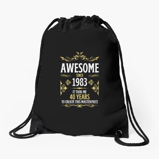 40th Birthday Vintage 1983 Drawstring Bags