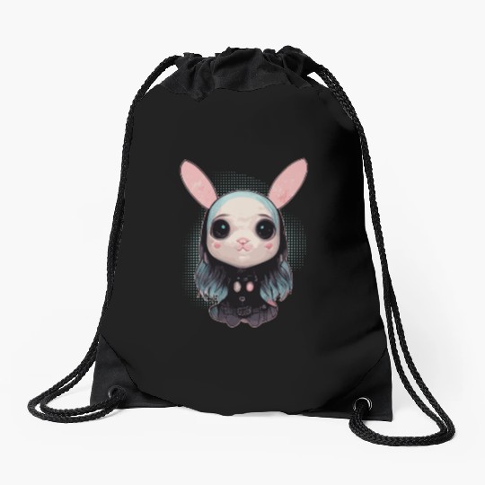 Cute Pastel Goth Bunny Kawaii Menhera Drawstring Bags