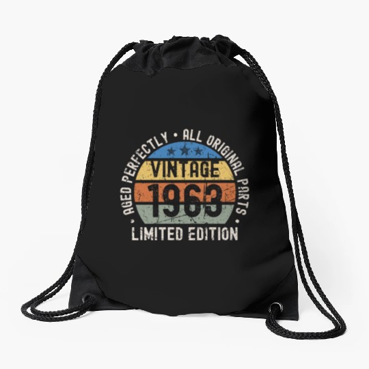 60th Birthday Vintage 1963 Drawstring Bags