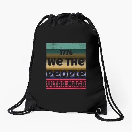 1776 We The People Ultra Retro Vintage Sunset Drawstring Bags