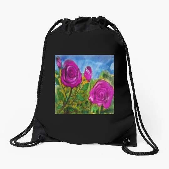 Hand Painted Roses Drawstring Bags Drawstring Bags Mugs Tote Bags