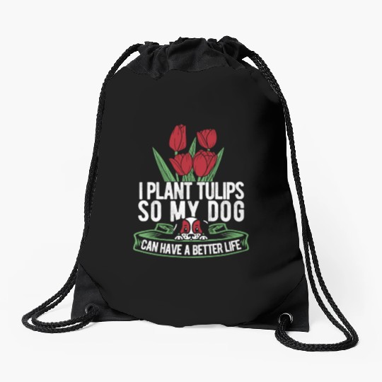 Tulip Gardening Dog Drawstring Bags