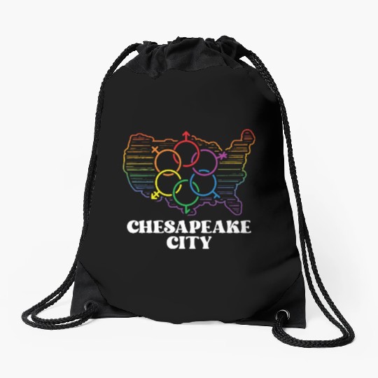 Chesapeake City Pride Flag Pride Month LGBTQ Flag Drawstring Bags