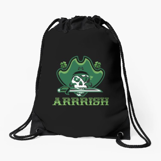 Pirate skull shenanigans Drawstring Bags