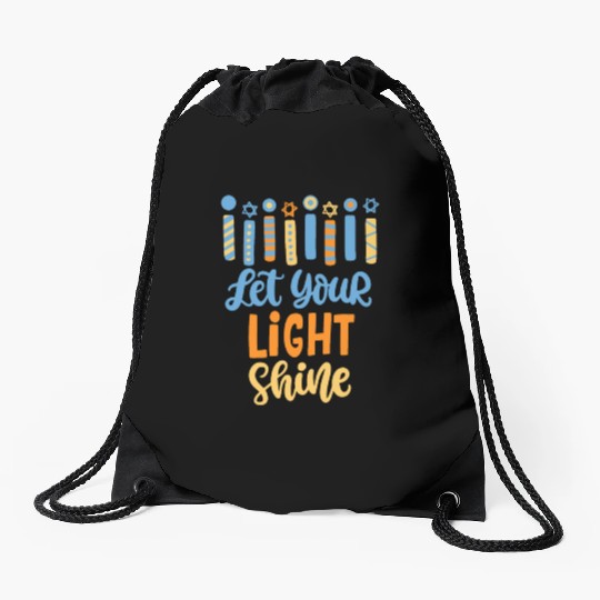 Funny Hanukkah Let Your Light Shine Menorah Adults Drawstring Bags