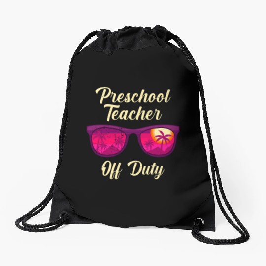Preschool kindergarten educator off duty teacher Drawstring Bags