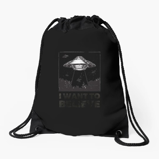 I Want To Believe Aliens UFO Area 51 Roswell Drawstring Bags