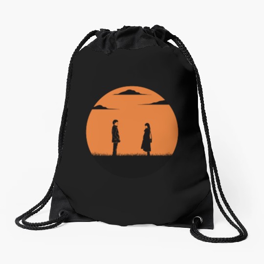 Love or parting in the full moon Drawstring Bags