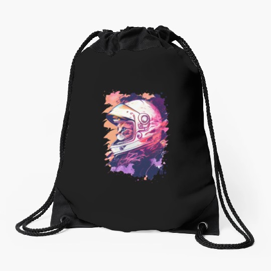 Aesthetic Vaporwave Space Cat 80s 90s Astronaut Drawstring Bags